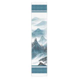 Klassisches Blaues Chinoiserie Malerei Kurzer Tischläufer