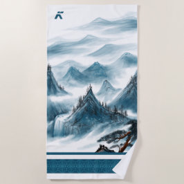 Klassisches Blaues Chinoiserie Malerei Strandtuch