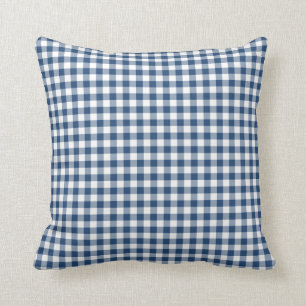 Klassisches Blaues Gingham-Baumuster Kissen