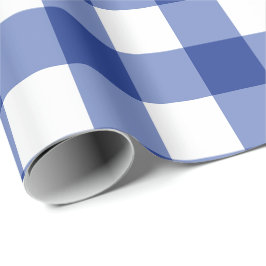 Klassisches blaues Gingham-Mittel-Skala-Karo Geschenkpapier