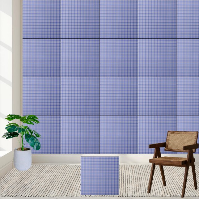 Klassisches blaues Kariertes Muster - stilvoll & z Fliese (Classic Blue Plaid Pattern- Stylish & Timeless Ceramic Tile)
