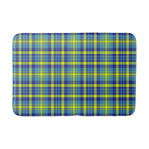 Klassisches Blaues Kariertes Tartan Muster Badematte