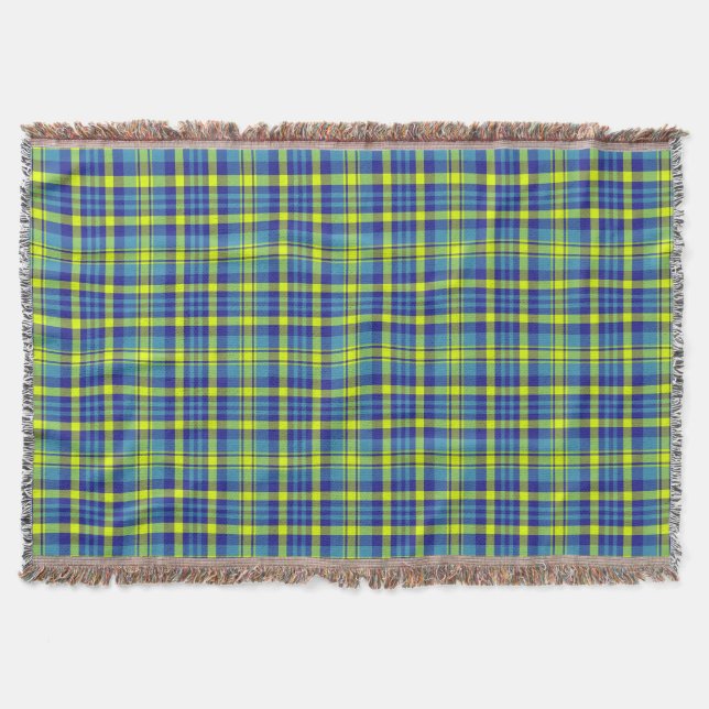 Klassisches Blaues Kariertes Tartan Muster Decke (Vorderseite)