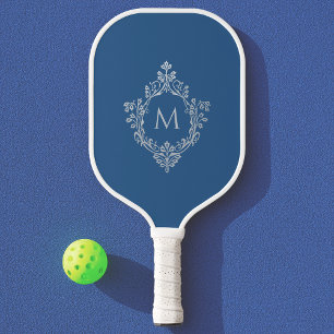 Klassisches Blaues Monogramm in eleganter Vintage- Pickleball Schläger
