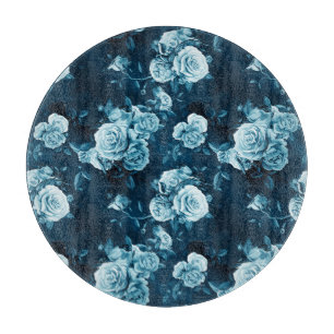 Klassisches blaues Rosen-Muster Schneidebrett