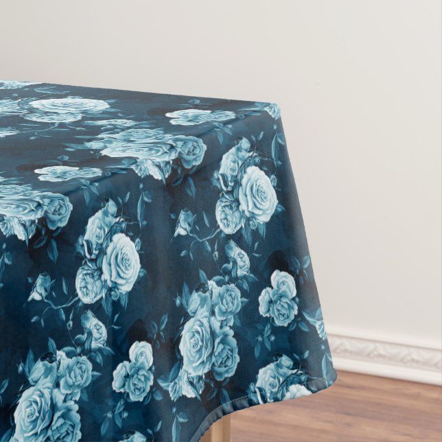 Klassisches blaues Rosen-Muster Tischdecke (Beispiel)