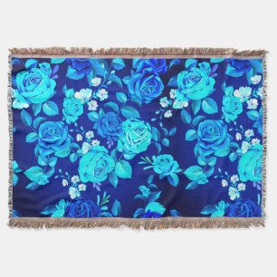 Klassisches Blaues Rosenblumenmuster-87600 Decke