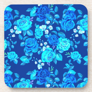 Klassisches Blaues Rosenblumenmuster-87600 Getränkeuntersetzer