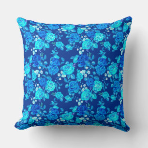 Klassisches Blaues Rosenblumenmuster-87600 Kissen