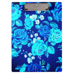 Klassisches Blaues Rosenblumenmuster-87600 Klemmbrett