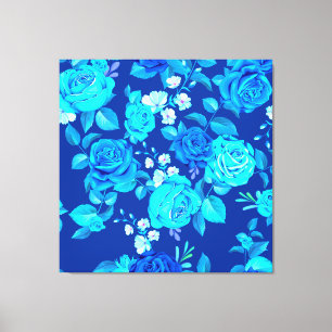 Klassisches Blaues Rosenblumenmuster-87600 Leinwanddruck