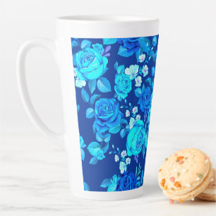 Klassisches Blaues Rosenblumenmuster-87600 Milchtasse