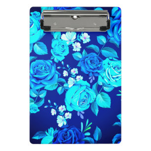Klassisches Blaues Rosenblumenmuster-87600 Mini Klemmbrett