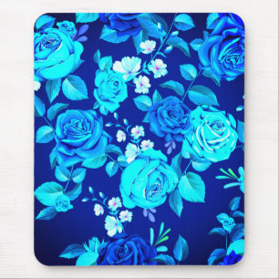 Klassisches Blaues Rosenblumenmuster-87600 Mousepad