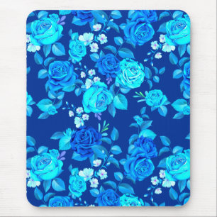 Klassisches Blaues Rosenblumenmuster-87600 Mousepad