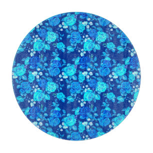 Klassisches Blaues Rosenblumenmuster-87600 Schneidebrett