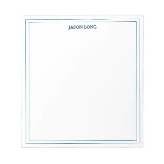 Klassisches Blue Double Border Personalisiert Note Notizblock