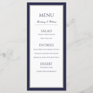 Klassisches "Blue Gray Border Wedding Menu" für Na Menükarte