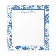 Klassisches Blue-White-Floral-Notepad