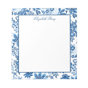 Klassisches Blue-White-Floral-Notepad Notizblock