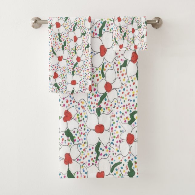 Klassisches Blumenmuster-Badetuch-Set Badhandtuch Set (Insitu)