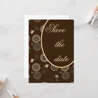 Klassisches Blumenmuster, braun Save the Date Einladung