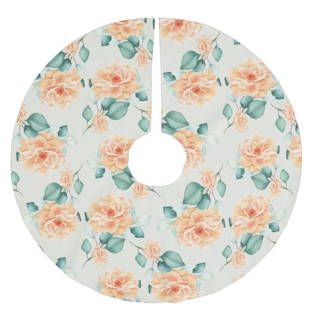 Klassisches Blumenmuster Polyester Weihnachtsbaumdecke (Vorderseite)