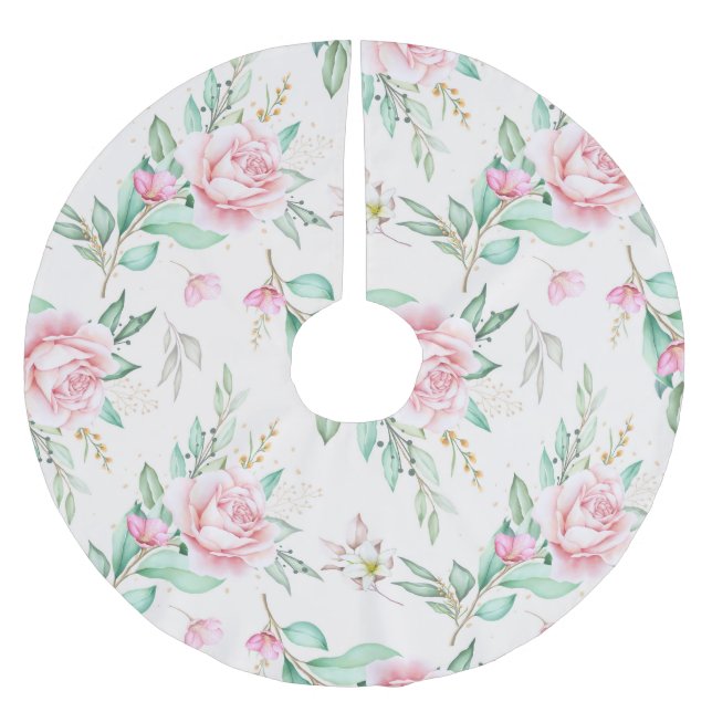 Klassisches Blumenmuster Polyester Weihnachtsbaumdecke (Vorderseite)