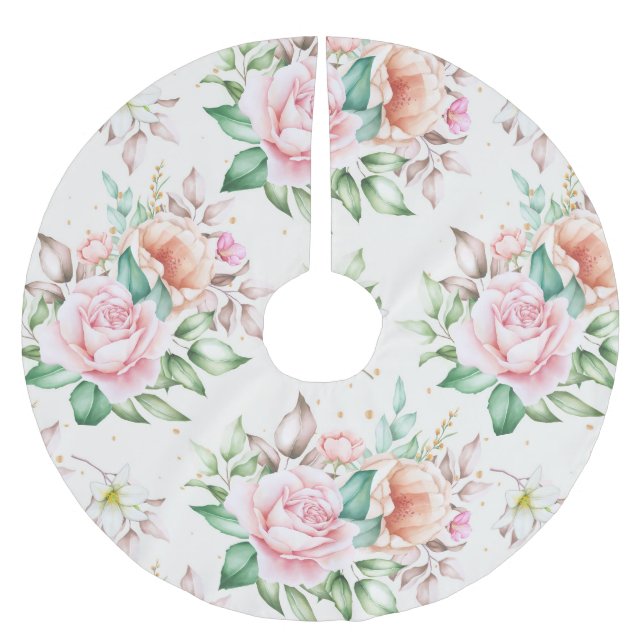 Klassisches Blumenmuster Polyester Weihnachtsbaumdecke (Vorderseite)