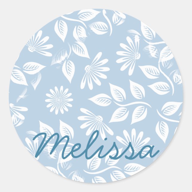 Klassisches Blumenmuster - Wählen Sie Ihre Farbe!  Runder Aufkleber (Vorderseite)