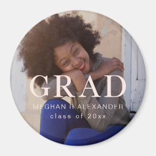 Klassisches Blush Graduate Foto und Name Magnet