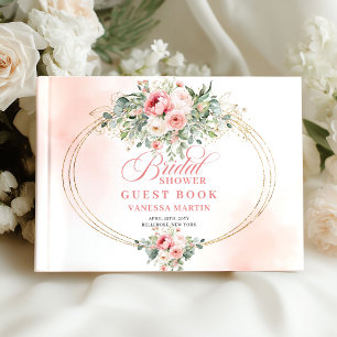Klassisches Boho-Blush-Rosen-Hochzeitsdusche-Gäste Gästebuch