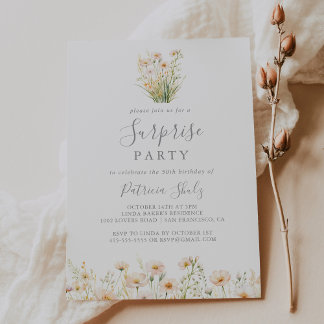 Klassisches Boho Blush Wildblume Überraschungs-Par Einladung