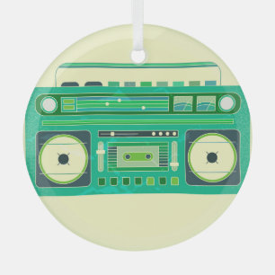 Klassisches Boom-Box-Vintage-Bild Ornament Aus Glas