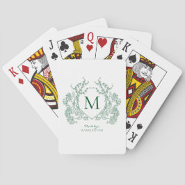 Klassisches botanisches grünes florales Wappen-Mon Spielkarten