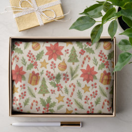 Klassisches Botanisches Poinsettia Blumenmuster Seidenpapier