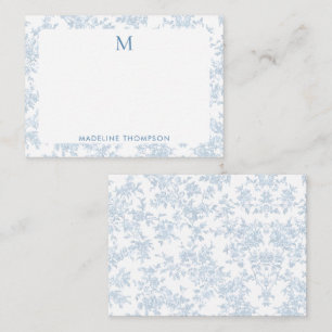 Klassisches botanisches Toile-Monogramm Französisc Mitteilungskarte