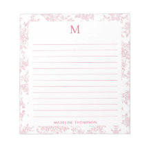 Klassisches botanisches Toile-Monogramm mit roter 