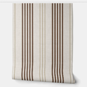 Klassisches Braun-Beige-Ticking-Streifenmuster Tapete