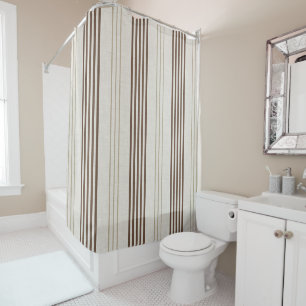 Klassisches braunes Beige-Ticking-Streifenmuster Duschvorhang