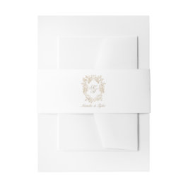 Klassisches braunes Monogramm-Wappen-Einladungs-Ba Einladungsbanderole