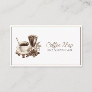 Klassisches braunes und weißes Vintage-Espresso-Ca Visitenkarte