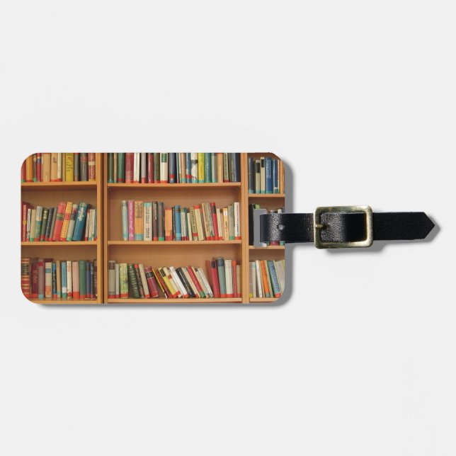 Klassisches Bücherregalmuster, Bücher, alte Bücher Gepäckanhänger (Vorderseite horizontal)