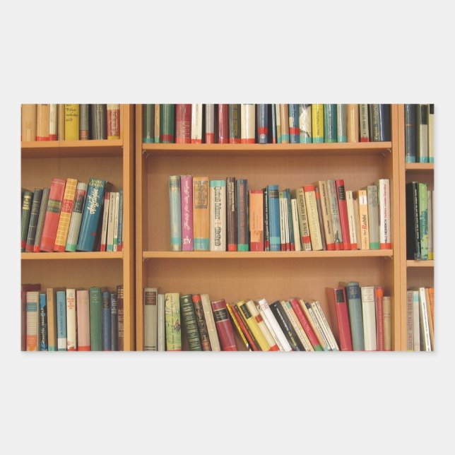 Klassisches Bücherregalmuster, Bücher, alte Bücher Rechteckiger Aufkleber (Vorderseite)