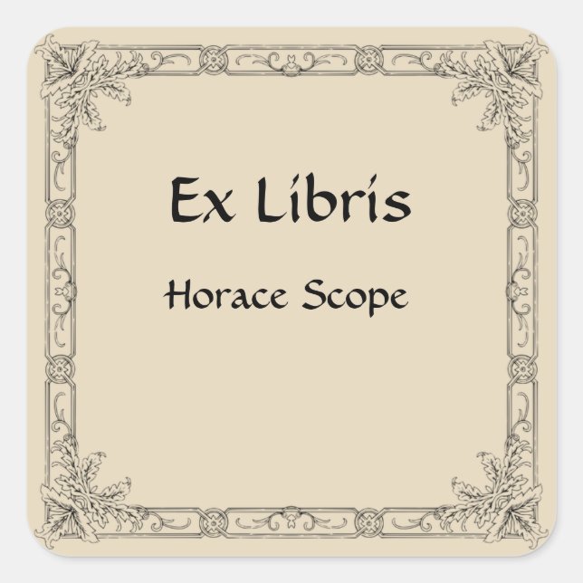 Klassisches Buchzeichen mit floralen Blühte Quadratischer Aufkleber (Vorderseite)