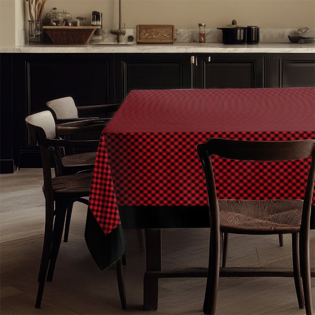 Klassisches Buffalo-Tablett Kariertes Rot und Schw Tischdecke (Classic Buffalo Tablecloth Red & Black Plaid Look)