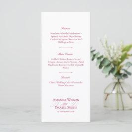 Klassisches Burgunder Hochzeitsmenü Menükarte