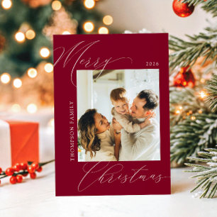 Klassisches burgunderrotes Frohe Weihnachten Famil