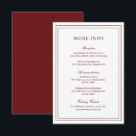Klassisches Burgundy Elegante Hochzeit Begleitkarte<br><div class="desc">Klassischer Wein / Bordeaux Hochzeitszimmerkarte mit einem einfachen und minimalen Design mit Ihren Details umgeben von einer doppelten Grenze. Die Schriftart wechseln sich zwischen einem eleganten Drehbuch,  einer klassischen Serife und minimalistischen serifenlosen Schriftart ab. Diese Karte eignet sich hervorragend für eine feierliche Hochzeit.</div>