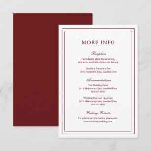 Klassisches Burgundy Elegante Hochzeit Begleitkarte